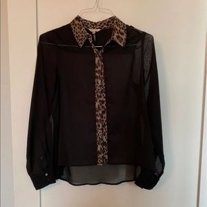 Buffalo black Blouse with Leopard Detail